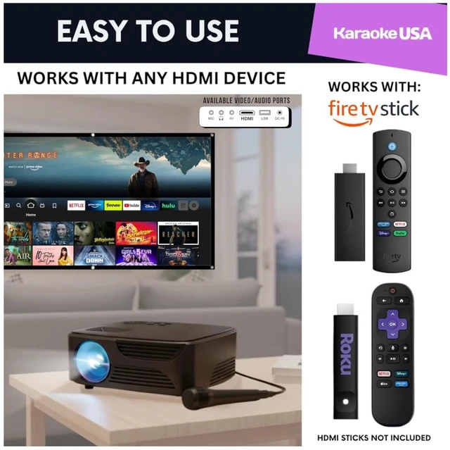 Alt view image 3 of 4 - Karaoke OKPROJ720013M 1280 x 720 Mini Bluetooth Projector