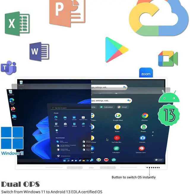 Alt view image 2 of 11 - GTek 75" Smart Board, 4K UHD Interactive Whiteboard, Touch Screen Digital Electronic Whiteboard with Android 13 (16+256GB) OS for Classroom, Office, Business and Home (75B1TWAR16256)