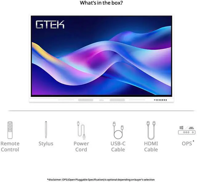 Alt view image 11 of 11 - GTek 75" Smart Board, 4K UHD Interactive Whiteboard, Touch Screen Digital Electronic Whiteboard with Android 13 (16+256GB) OS for Classroom, Office, Business and Home (75B1TWAR16256)
