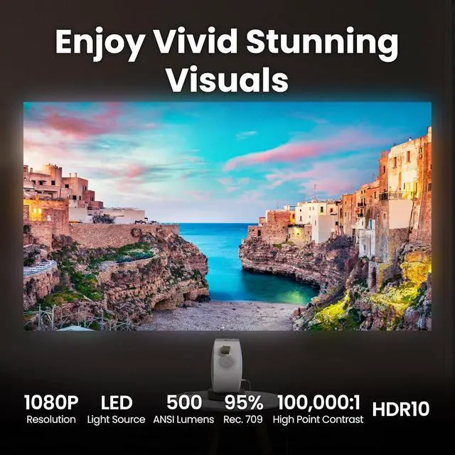 Alt view image 5 of 7 - BenQ GV32 1080p Ceiling Projector, 500 ANSI Lumens LED, Google TV with Licensed Netflix, HDR10 with 95% Rec.709, USB-C Power Bank Support, WiFi & Bluetooth, Deep Woofer Speaker