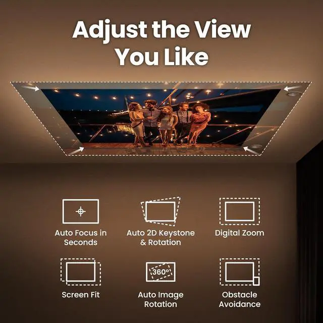 Alt view image 3 of 7 - BenQ GV32 1080p Ceiling Projector, 500 ANSI Lumens LED, Google TV with Licensed Netflix, HDR10 with 95% Rec.709, USB-C Power Bank Support, WiFi & Bluetooth, Deep Woofer Speaker