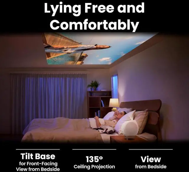 Alt view image 2 of 7 - BenQ GV32 1080p Ceiling Projector, 500 ANSI Lumens LED, Google TV with Licensed Netflix, HDR10 with 95% Rec.709, USB-C Power Bank Support, WiFi & Bluetooth, Deep Woofer Speaker