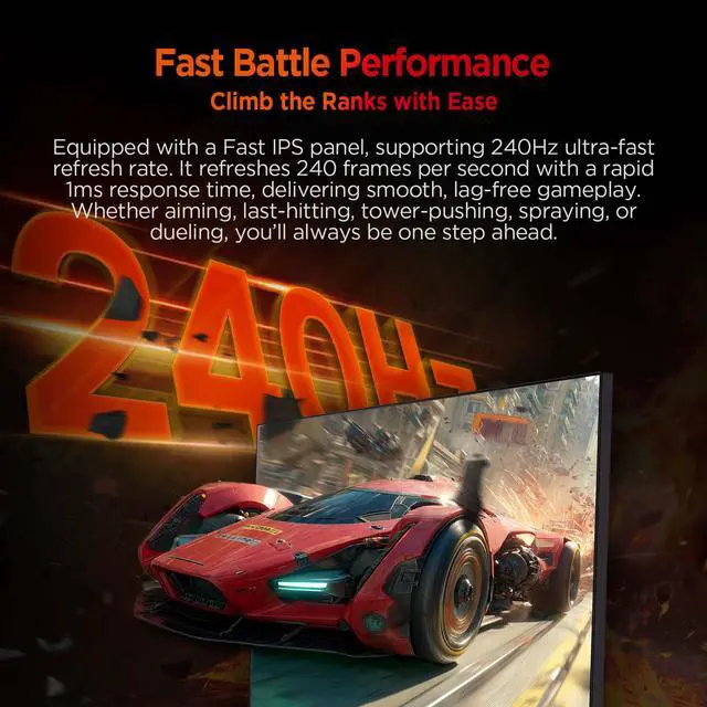 Alt view image 3 of 9 - ABS Gaming Monitor 23.8" 260Hz Fast IPS FHD (1920x1080) 1ms VESA DisplayHDR 400, FreeSync, DCI-P3 90%, GF241NE