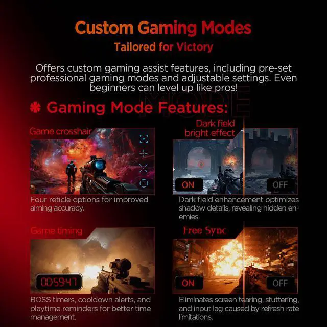 Alt view image 8 of 9 - ABS Gaming Monitor 23.8" 260Hz Fast IPS FHD (1920x1080) 1ms VESA DisplayHDR 400, FreeSync, DCI-P3 90%, GF241NE