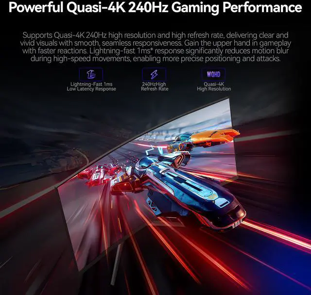 Alt view image 4 of 13 - ABS Gaming Monitor 34" Curved 240Hz VA WQHD (3440x1440) 1ms VESA DisplayHDR 400, FreeSync, DCI-P3 90%, Height Adjustment, Space-Saving Stand, GQ341NE