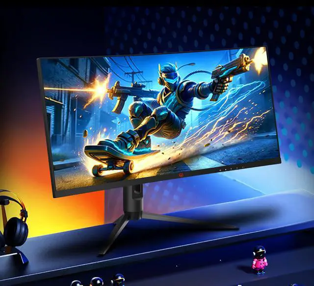 Alt view image 12 of 13 - ABS Gaming Monitor 34" Curved 240Hz VA WQHD (3440x1440) 1ms VESA DisplayHDR 400, FreeSync, DCI-P3 90%, Height Adjustment, Space-Saving Stand, GQ341NE