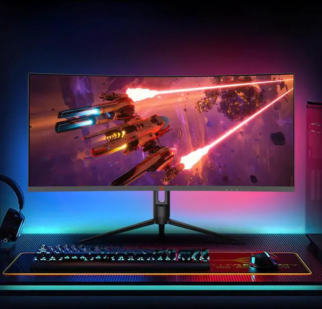 Alt view image 13 of 13 - ABS Gaming Monitor 34" Curved 240Hz VA WQHD (3440x1440) 1ms VESA DisplayHDR 400, FreeSync, DCI-P3 90%, Height Adjustment, Space-Saving Stand, GQ341NE
