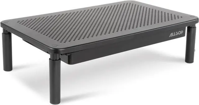 Main image of Allsop Metal Art Tri-Level Adjustable Height Monitor Stand with Drawer - Black
