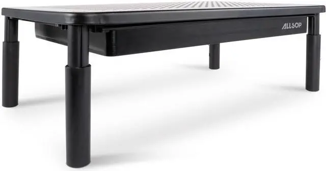 Alt view image 2 of 4 - Allsop Metal Art Tri-Level Adjustable Height Monitor Stand with Drawer - Black