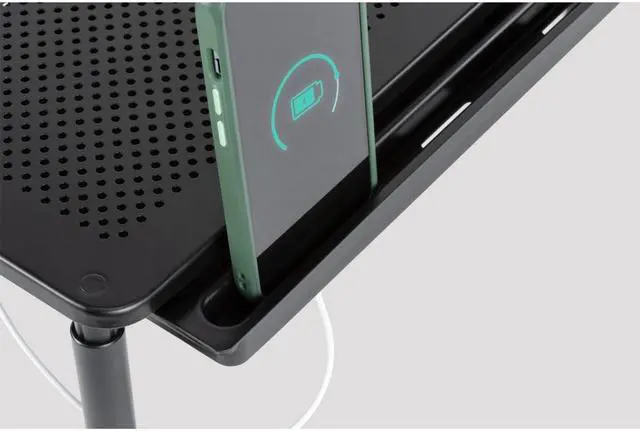 Alt view image 4 of 4 - Allsop Metal Art Tri-Level Adjustable Height Monitor Stand with Drawer - Black