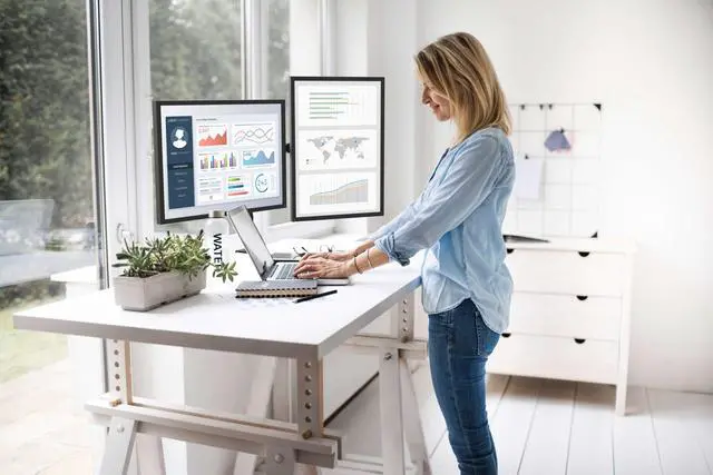 Alt view image 5 of 5 - Kanto Dual Arm Desktop Monitor Mount/Stand for 17" - 27" - Black - DML2000