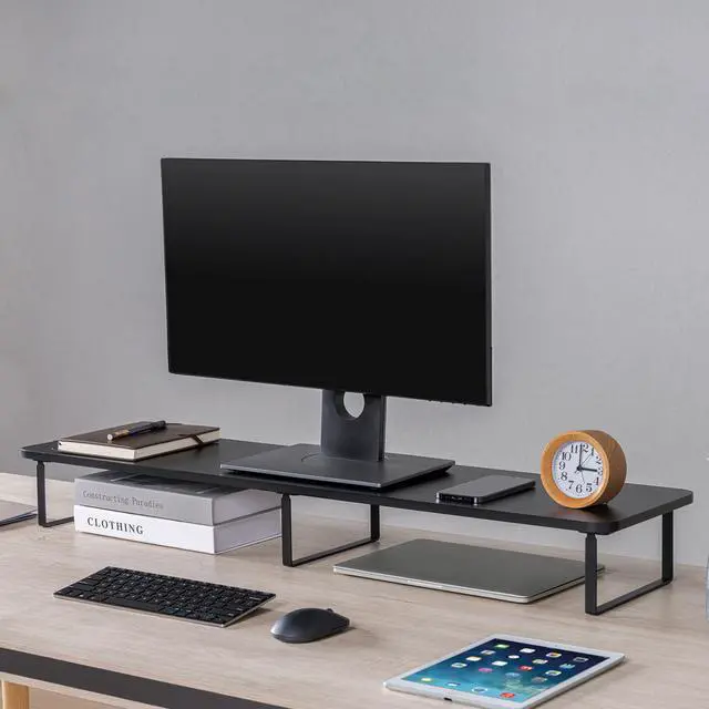 Alt view image 4 of 5 - Lorell Quick-Install Monitor Laptop Riser - Steel, Particleboard, Silicone - Black   99556