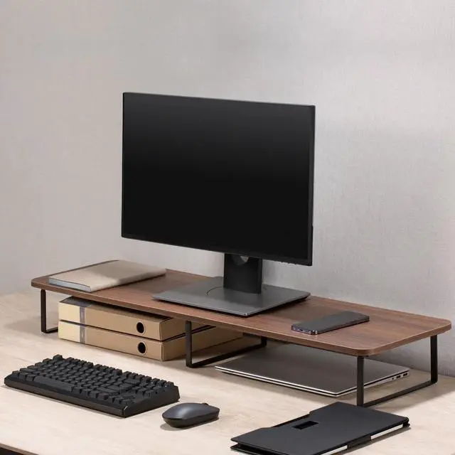 Alt view image 4 of 5 - Lorell Quick-Install Monitor Laptop Riser - Steel, Particleboard, Silicone - Teak   99557