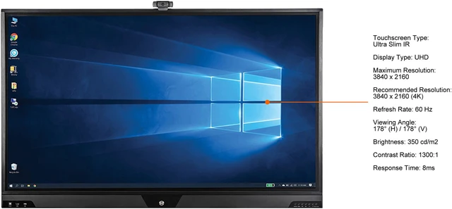 Alt view image 3 of 4 - Tripp Lite DMTP65OPS Black 65" USB Ultra Slim IR Interactive Flat-Panel Touchscreen Display with PC 350 cd/m2 1300:1 Built-in Speakers
