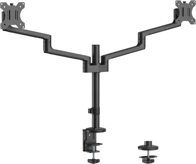 Alt view image 10 of 19 - MSI PRO MT81D - Premium Aluminum Dual Monitor Stand Arms, Supports 17-32" & 17.6 lbs per Screen, VESA Compatible, Adjustable Desk Mount, Clamp & Grommet Base, Quick Release Plate - Black