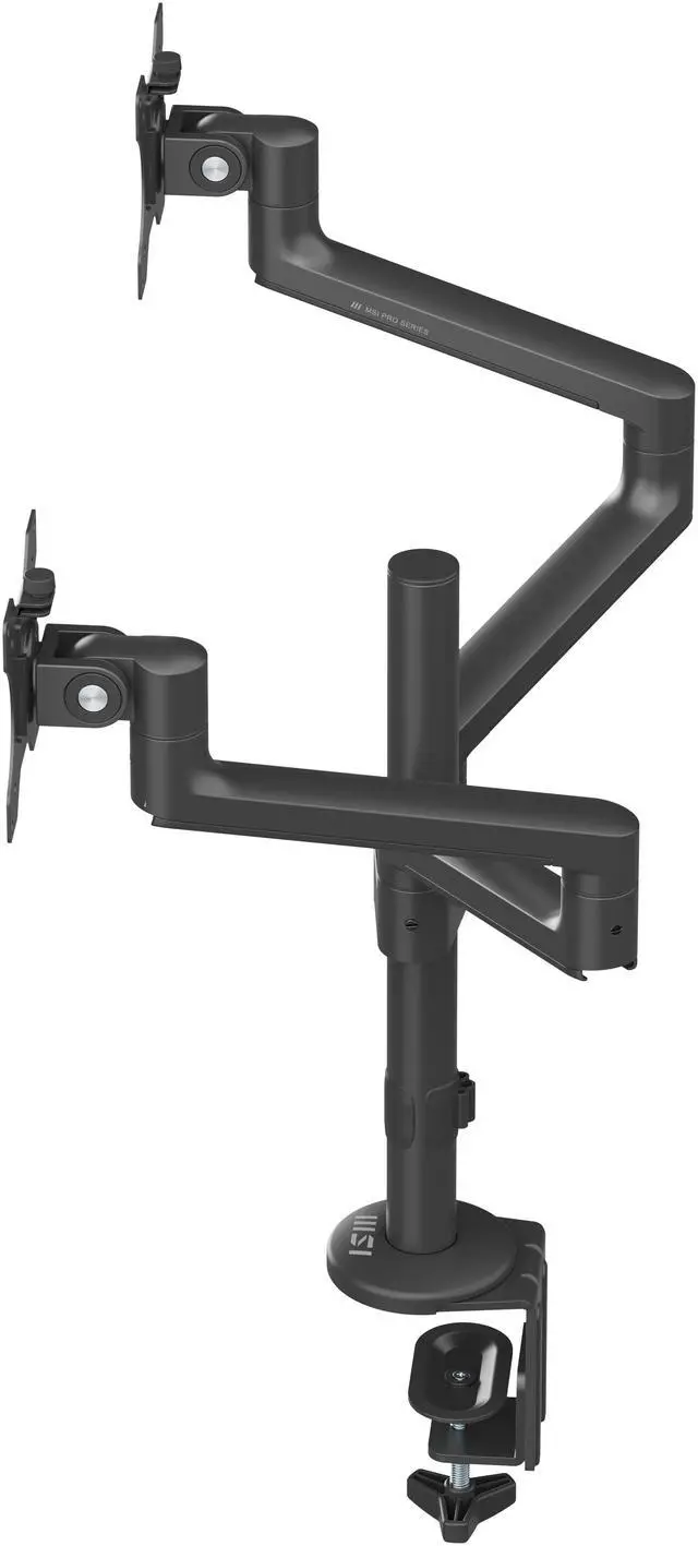 Alt view image 15 of 19 - MSI PRO MT81D - Premium Aluminum Dual Monitor Stand Arms, Supports 17-32" & 17.6 lbs per Screen, VESA Compatible, Adjustable Desk Mount, Clamp & Grommet Base, Quick Release Plate - Black