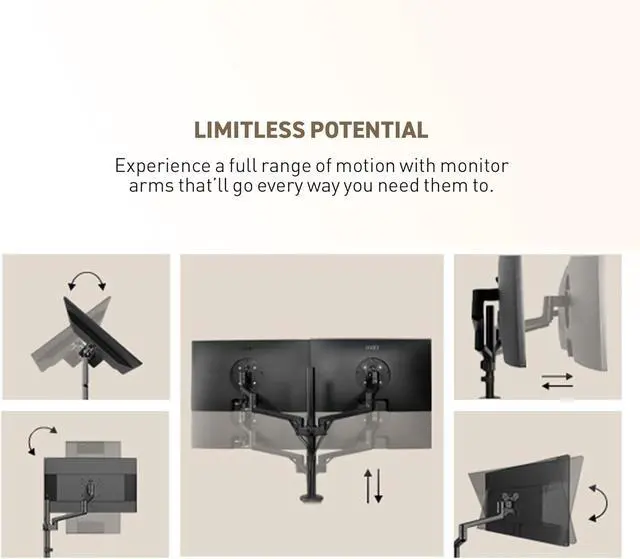 Alt view image 8 of 19 - MSI PRO MT81D - Premium Aluminum Dual Monitor Stand Arms, Supports 17-32" & 17.6 lbs per Screen, VESA Compatible, Adjustable Desk Mount, Clamp & Grommet Base, Quick Release Plate - Black