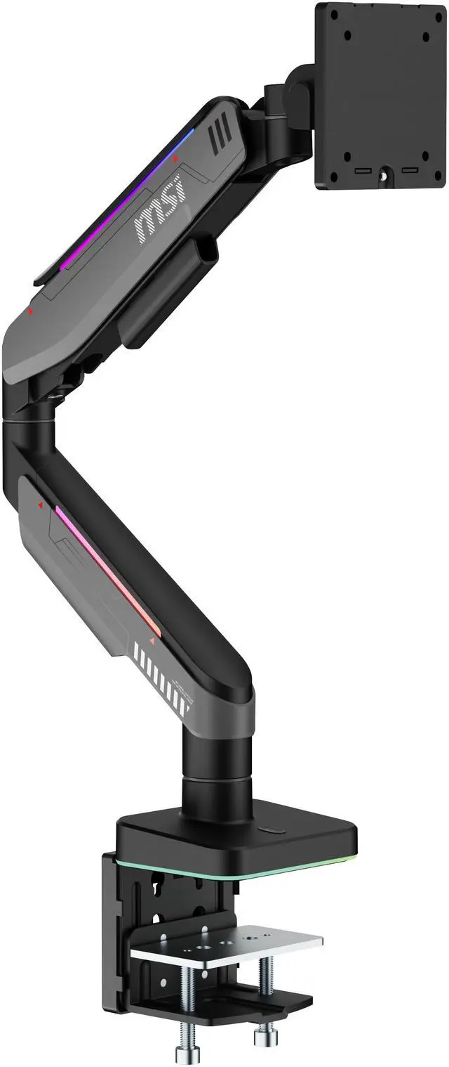 Alt view image 3 of 20 - MSI MPG MT201R - Premium RGB Single Monitor Stand Arm,  Supports 17-49" Screens and 44 lbs, VESA Compatible, Adjustable Heavy Duty Gas Spring Mount, Clamp & Grommet, Quick Release Plate - Gray