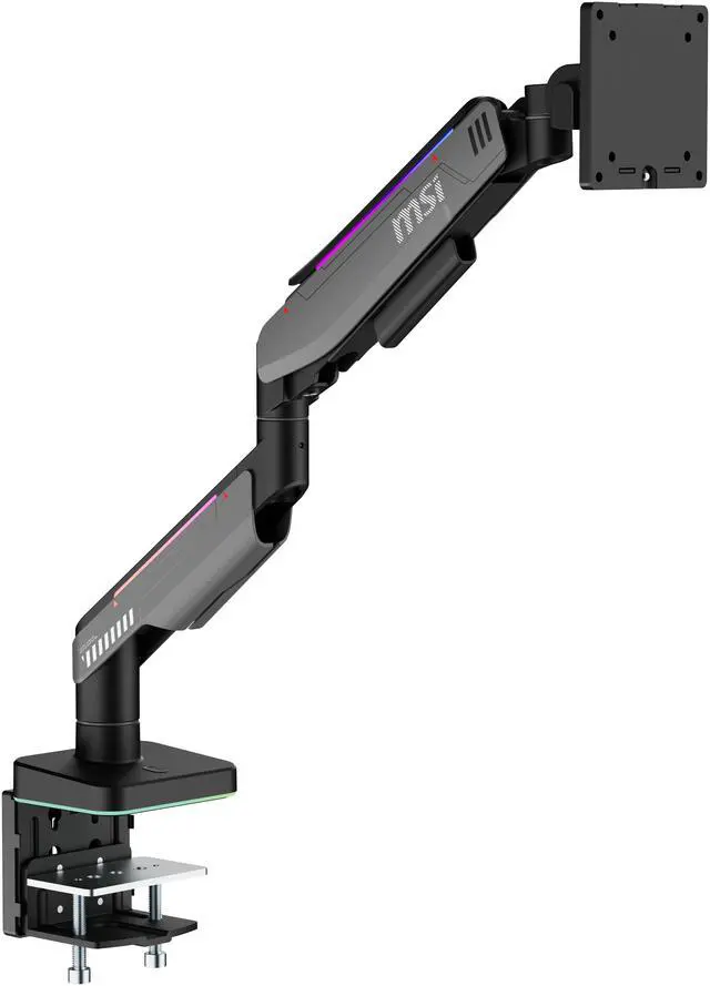 Alt view image 5 of 20 - MSI MPG MT201R - Premium RGB Single Monitor Stand Arm,  Supports 17-49" Screens and 44 lbs, VESA Compatible, Adjustable Heavy Duty Gas Spring Mount, Clamp & Grommet, Quick Release Plate - Gray