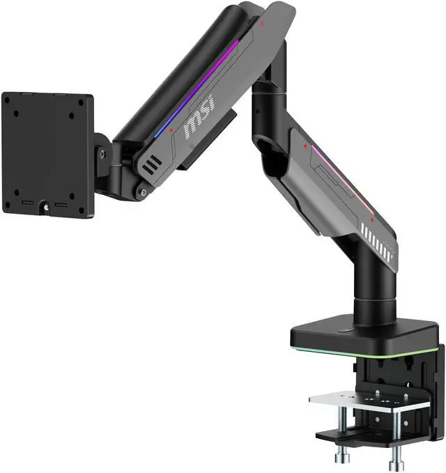 Alt view image 17 of 20 - MSI MPG MT201R - Premium RGB Single Monitor Stand Arm,  Supports 17-49" Screens and 44 lbs, VESA Compatible, Adjustable Heavy Duty Gas Spring Mount, Clamp & Grommet, Quick Release Plate - Gray