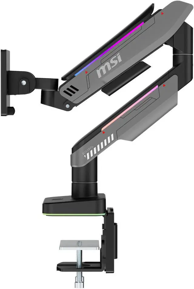 Alt view image 20 of 20 - MSI MPG MT201R - Premium RGB Single Monitor Stand Arm,  Supports 17-49" Screens and 44 lbs, VESA Compatible, Adjustable Heavy Duty Gas Spring Mount, Clamp & Grommet, Quick Release Plate - Gray