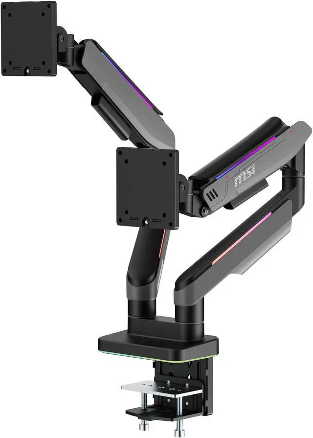 Alt view image 15 of 15 - MSI MPG MT201DR - Premium RGB Dual Monitor Stand Arms, 17-35" Support, VESA Compatible, Adjustable Heavy Duty Gas Spring Mount, 44 lbs per Screen Capacity, Clamp & Grommet, Quick Release Plate - Gray