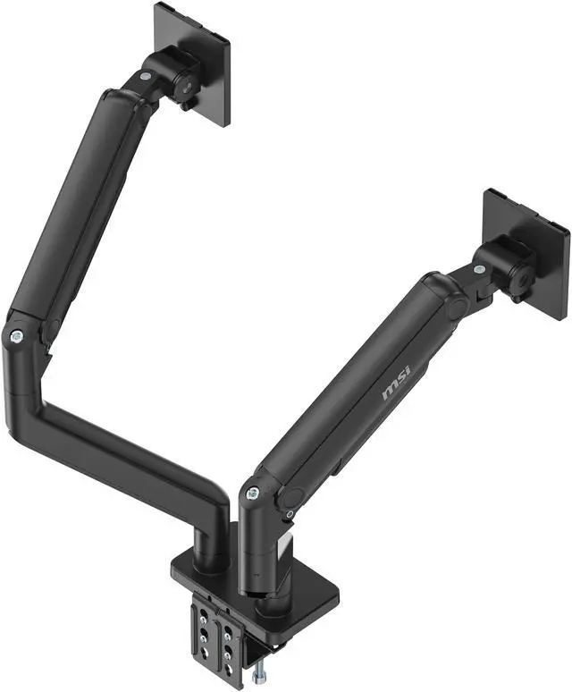 Alt view image 20 of 20 - MSI MAG MT201D - Premium Heavy Duty Dual Monitor Stand Arms, 17-45" Support, VESA Compatible, Adjustable Spring Assisted Mount, 44 lbs per Screen Capacity, Clamp & Grommet, Quick Release Plate - Black
