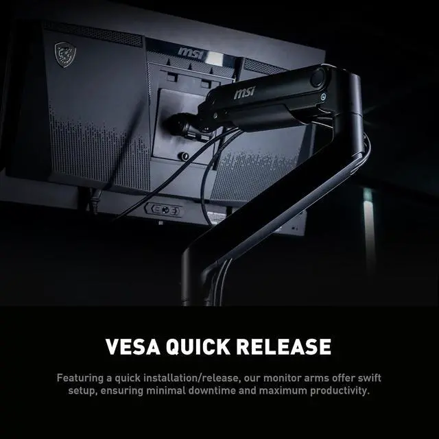Alt view image 8 of 20 - MSI MAG MT201D - Premium Heavy Duty Dual Monitor Stand Arms, 17-45" Support, VESA Compatible, Adjustable Spring Assisted Mount, 44 lbs per Screen Capacity, Clamp & Grommet, Quick Release Plate - Black