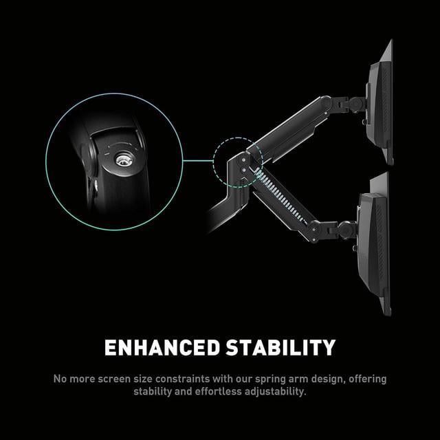 Alt view image 10 of 20 - MSI MAG MT201D - Premium Heavy Duty Dual Monitor Stand Arms, 17-45" Support, VESA Compatible, Adjustable Spring Assisted Mount, 44 lbs per Screen Capacity, Clamp & Grommet, Quick Release Plate - Black