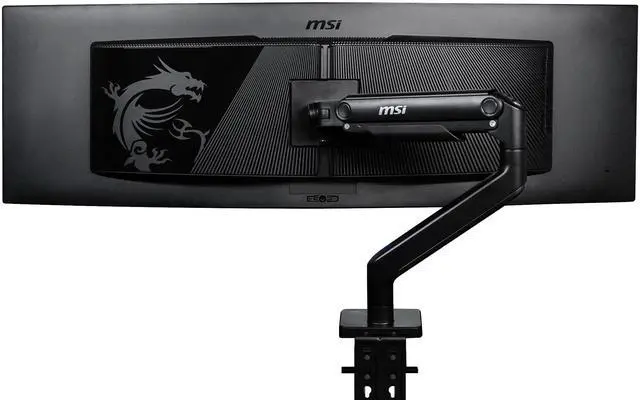 Main image of MSI MAG MT201 - Premium Heavy Duty Single Monitor Stand Arm,  Supports 17-49" Screens and 44 lbs, VESA Compatible, Adjustable Spring Assisted Mount, Clamp & Grommet, Quick Release Plate - Black