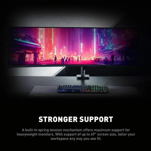 Alt view image 7 of 19 - MSI MAG MT201 - Premium Heavy Duty Single Monitor Stand Arm,  Supports 17-49" Screens and 44 lbs, VESA Compatible, Adjustable Spring Assisted Mount, Clamp & Grommet, Quick Release Plate - Black