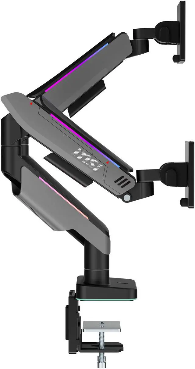 Alt view image 15 of 19 - MSI MPG MT201DR V2 - Premium RGB Dual Monitor Stand Arms, 17-35" Support, VESA Compatible, Adjustable Heavy Duty Gas Spring Mount, 44 lbs per Screen Capacity, Clamp & Grommet, Quick Release Plate-Gray
