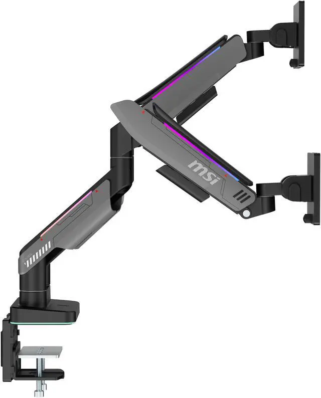 Alt view image 17 of 19 - MSI MPG MT201DR V2 - Premium RGB Dual Monitor Stand Arms, 17-35" Support, VESA Compatible, Adjustable Heavy Duty Gas Spring Mount, 44 lbs per Screen Capacity, Clamp & Grommet, Quick Release Plate-Gray