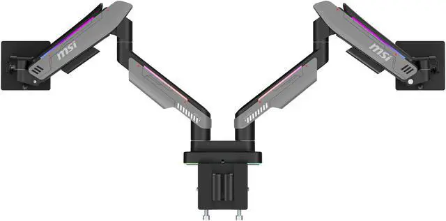 Alt view image 18 of 19 - MSI MPG MT201DR V2 - Premium RGB Dual Monitor Stand Arms, 17-35" Support, VESA Compatible, Adjustable Heavy Duty Gas Spring Mount, 44 lbs per Screen Capacity, Clamp & Grommet, Quick Release Plate-Gray