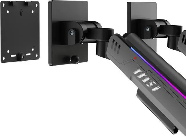 Alt view image 19 of 19 - MSI MPG MT201DR V2 - Premium RGB Dual Monitor Stand Arms, 17-35" Support, VESA Compatible, Adjustable Heavy Duty Gas Spring Mount, 44 lbs per Screen Capacity, Clamp & Grommet, Quick Release Plate-Gray