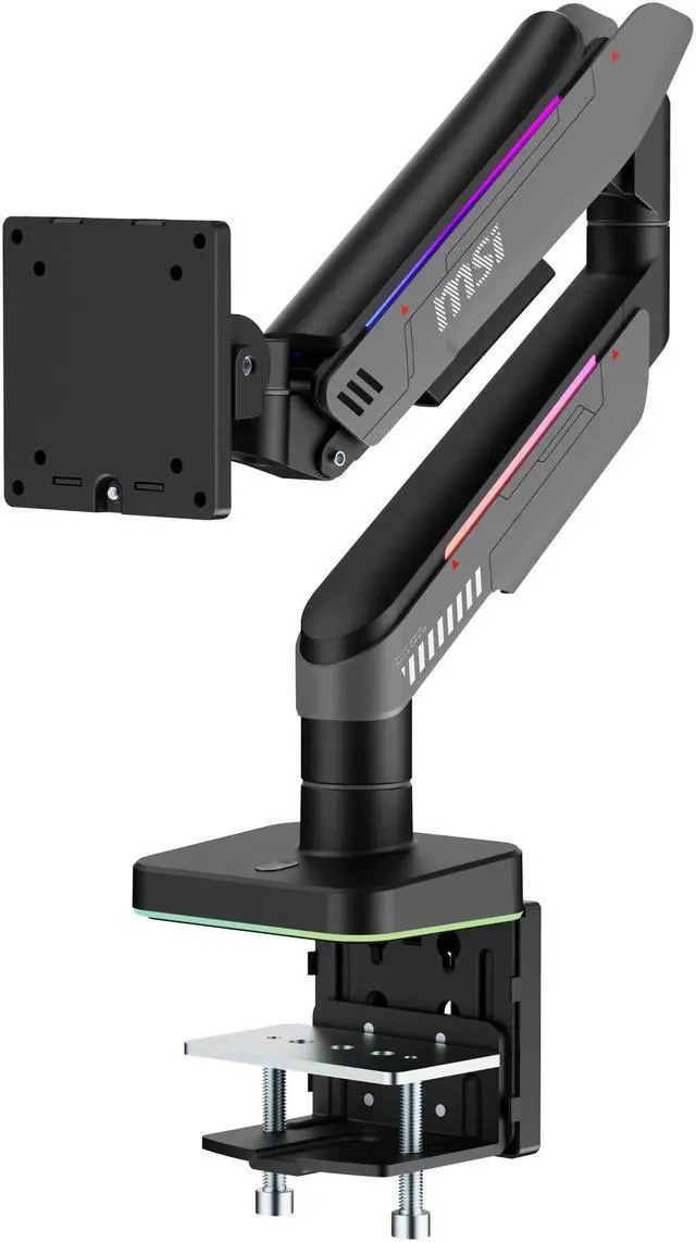 Alt view image 14 of 20 - MSI MPG MT201R V2 - Premium RGB Single Monitor Stand Arm,  Supports 17-49" Screens and 44 lbs, VESA Compatible, Adjustable Heavy Duty Gas Spring Mount, Clamp & Grommet, Quick Release Plate - Gray