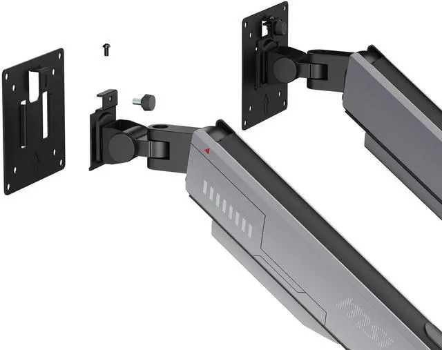 Alt view image 3 of 18 - MSI MPG MT161DR - Premium RGB Dual Monitor Stand Arms, 17-38" Support, VESA Compatible, Adjustable Spring Assisted Mount, 35.2 lbs per Screen Capacity, Clamp & Grommet, Quick Release Plate - Black