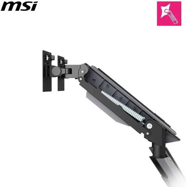 Alt view image 11 of 18 - MSI MPG MT161DR - Premium RGB Dual Monitor Stand Arms, 17-38" Support, VESA Compatible, Adjustable Spring Assisted Mount, 35.2 lbs per Screen Capacity, Clamp & Grommet, Quick Release Plate - Black