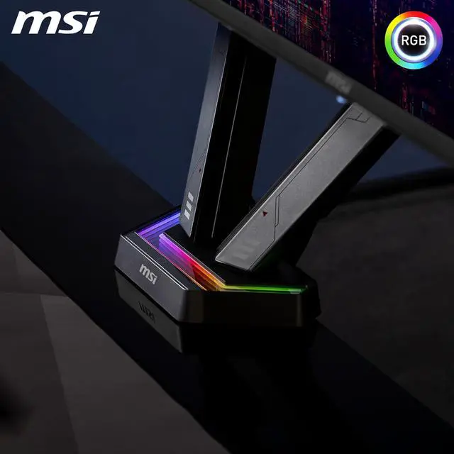 Alt view image 8 of 18 - MSI MPG MT161DR - Premium RGB Dual Monitor Stand Arms, 17-38" Support, VESA Compatible, Adjustable Spring Assisted Mount, 35.2 lbs per Screen Capacity, Clamp & Grommet, Quick Release Plate - Black