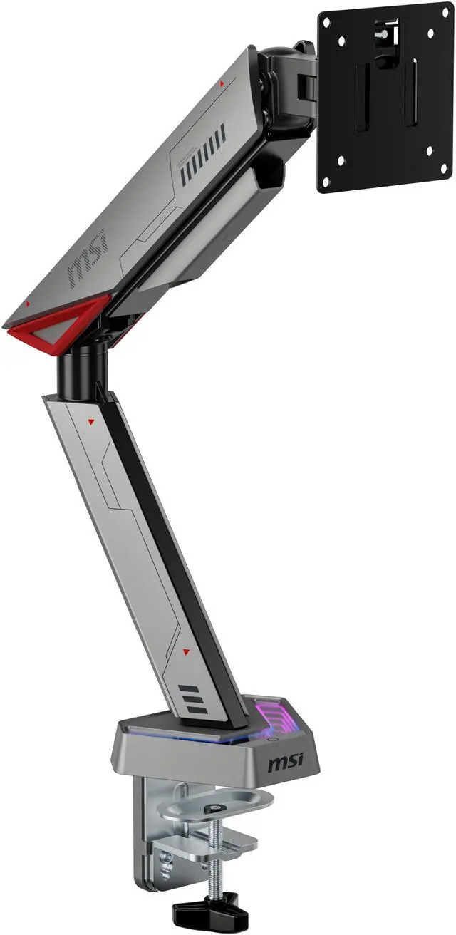 Alt view image 3 of 19 - MSI MPG MT161R - Premium RGB Single Monitor Stand Arm, Supports 17-45" Screens and 35.2 lbs, VESA Compatible, Adjustable Spring Assisted Mount, Clamp & Grommet, Quick Release Plate - Black