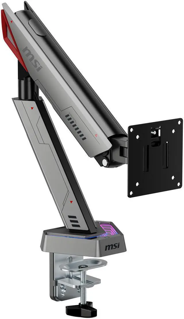 Alt view image 4 of 19 - MSI MPG MT161R - Premium RGB Single Monitor Stand Arm, Supports 17-45" Screens and 35.2 lbs, VESA Compatible, Adjustable Spring Assisted Mount, Clamp & Grommet, Quick Release Plate - Black