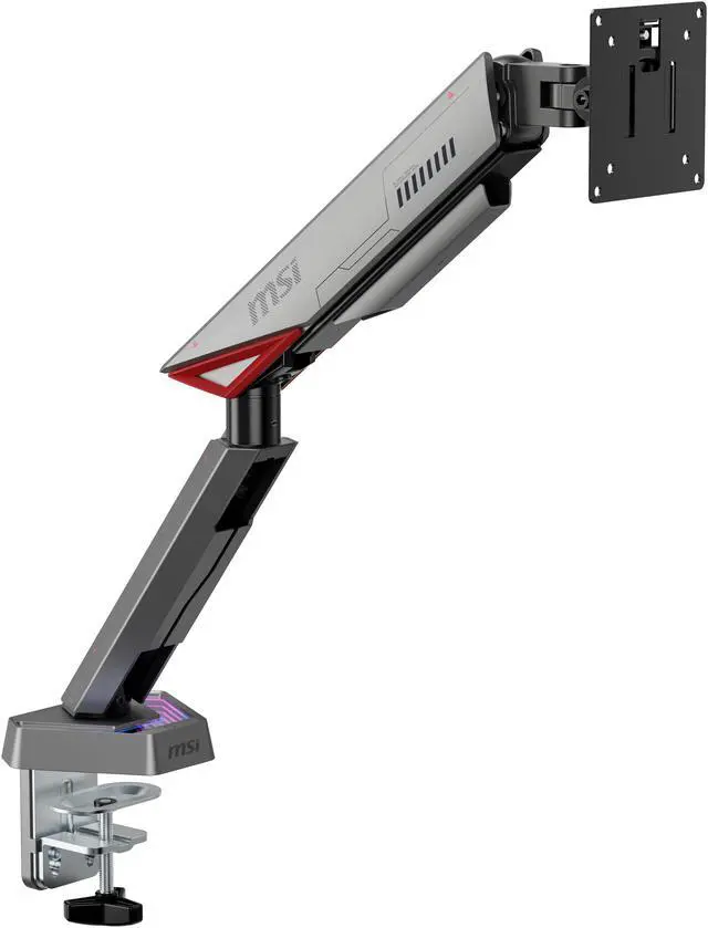 Alt view image 5 of 19 - MSI MPG MT161R - Premium RGB Single Monitor Stand Arm, Supports 17-45" Screens and 35.2 lbs, VESA Compatible, Adjustable Spring Assisted Mount, Clamp & Grommet, Quick Release Plate - Black