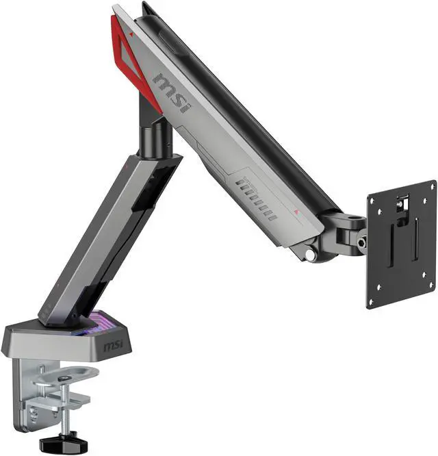 Alt view image 6 of 19 - MSI MPG MT161R - Premium RGB Single Monitor Stand Arm, Supports 17-45" Screens and 35.2 lbs, VESA Compatible, Adjustable Spring Assisted Mount, Clamp & Grommet, Quick Release Plate - Black