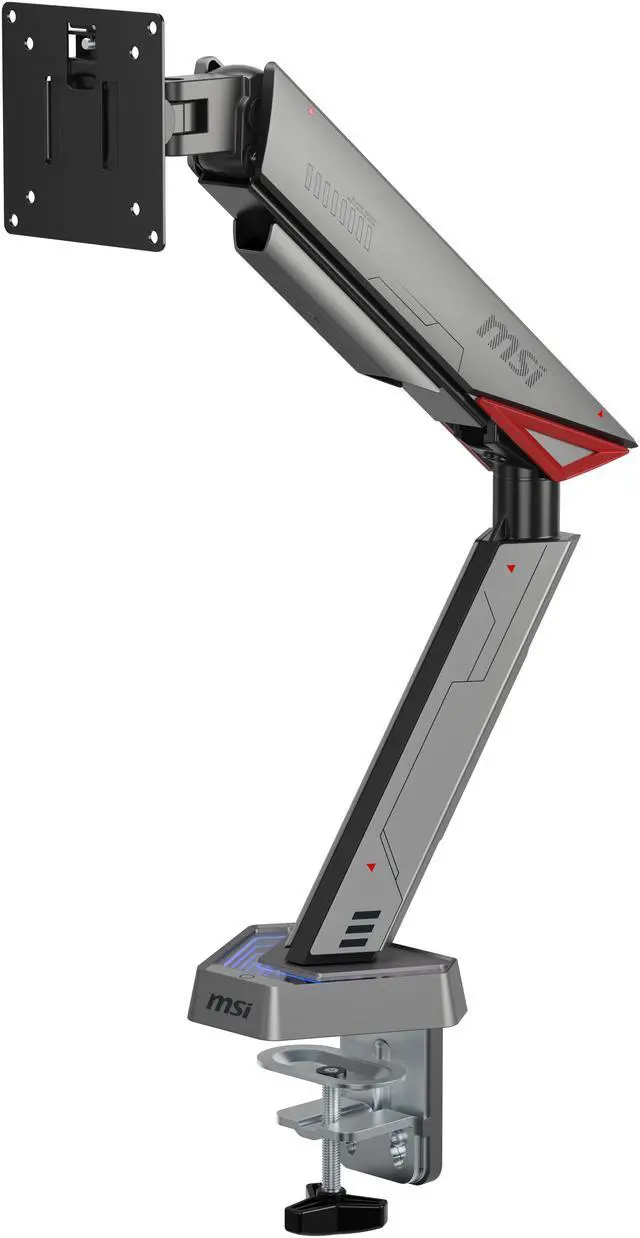 Alt view image 7 of 19 - MSI MPG MT161R - Premium RGB Single Monitor Stand Arm, Supports 17-45" Screens and 35.2 lbs, VESA Compatible, Adjustable Spring Assisted Mount, Clamp & Grommet, Quick Release Plate - Black