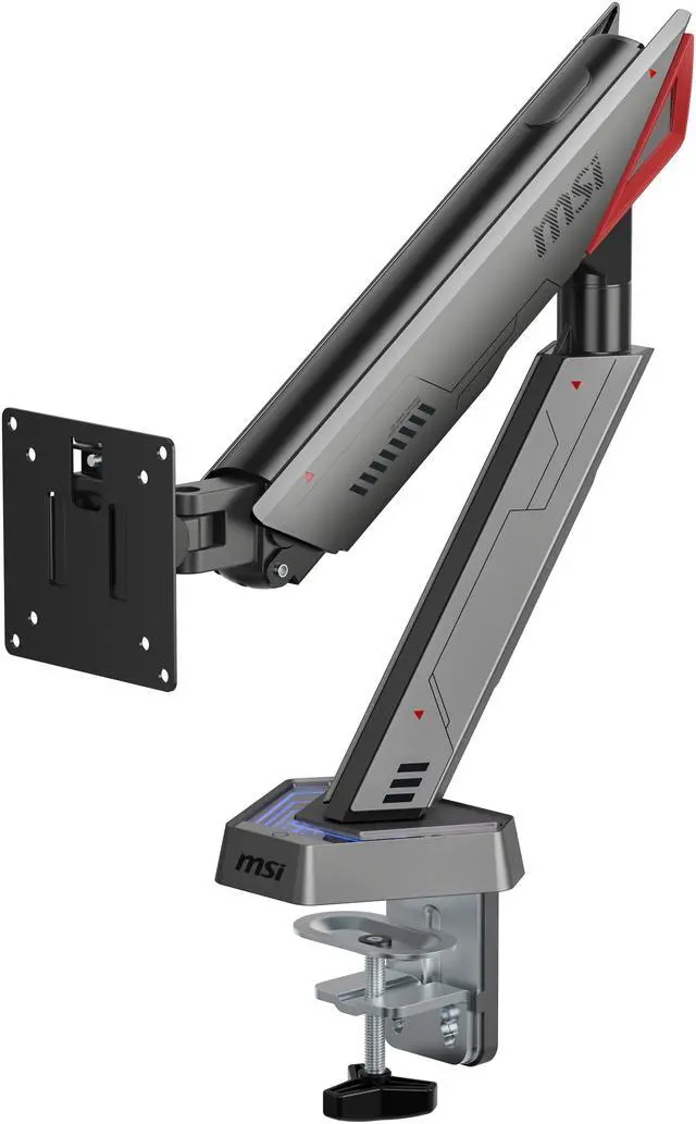 Alt view image 8 of 19 - MSI MPG MT161R - Premium RGB Single Monitor Stand Arm, Supports 17-45" Screens and 35.2 lbs, VESA Compatible, Adjustable Spring Assisted Mount, Clamp & Grommet, Quick Release Plate - Black