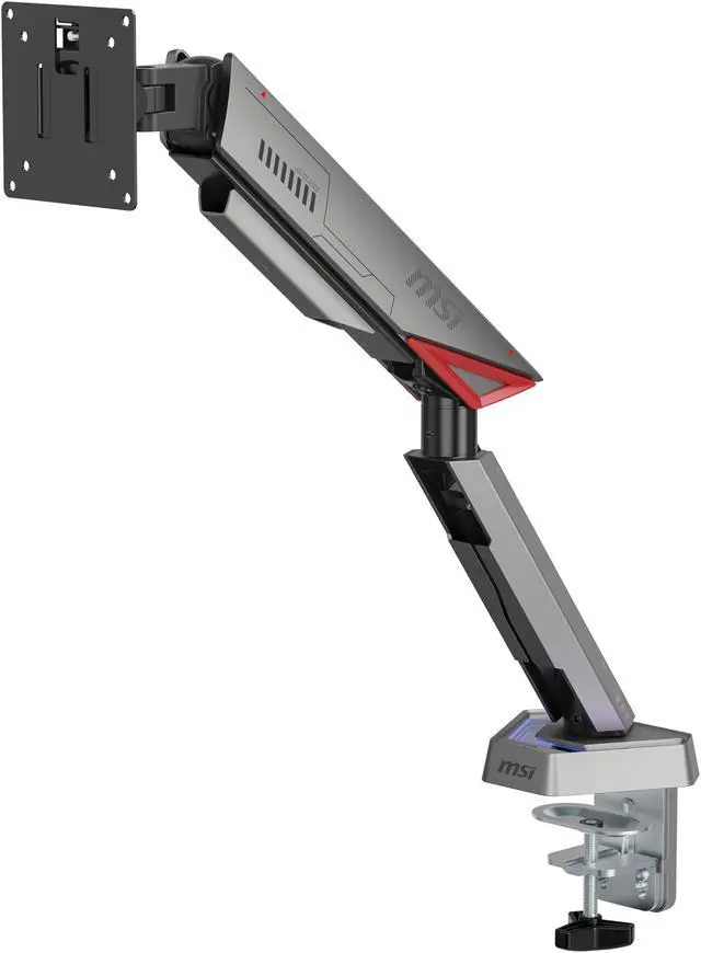 Alt view image 9 of 19 - MSI MPG MT161R - Premium RGB Single Monitor Stand Arm, Supports 17-45" Screens and 35.2 lbs, VESA Compatible, Adjustable Spring Assisted Mount, Clamp & Grommet, Quick Release Plate - Black
