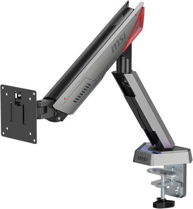 Alt view image 10 of 19 - MSI MPG MT161R - Premium RGB Single Monitor Stand Arm, Supports 17-45" Screens and 35.2 lbs, VESA Compatible, Adjustable Spring Assisted Mount, Clamp & Grommet, Quick Release Plate - Black