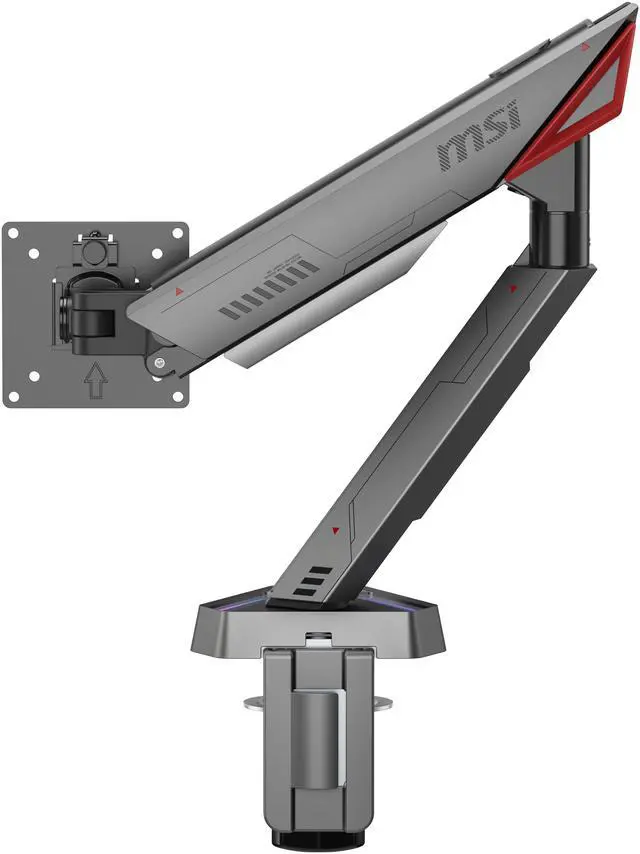 Alt view image 18 of 19 - MSI MPG MT161R - Premium RGB Single Monitor Stand Arm, Supports 17-45" Screens and 35.2 lbs, VESA Compatible, Adjustable Spring Assisted Mount, Clamp & Grommet, Quick Release Plate - Black