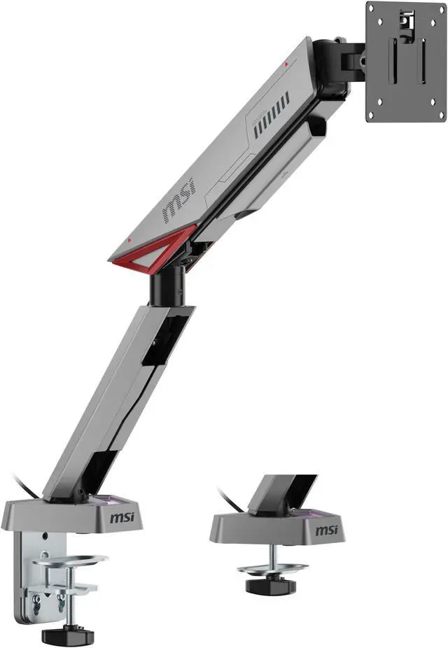 Main image of MSI MPG MT161R - Premium RGB Single Monitor Stand Arm, Supports 17-45" Screens and 35.2 lbs, VESA Compatible, Adjustable Spring Assisted Mount, Clamp & Grommet, Quick Release Plate - Black