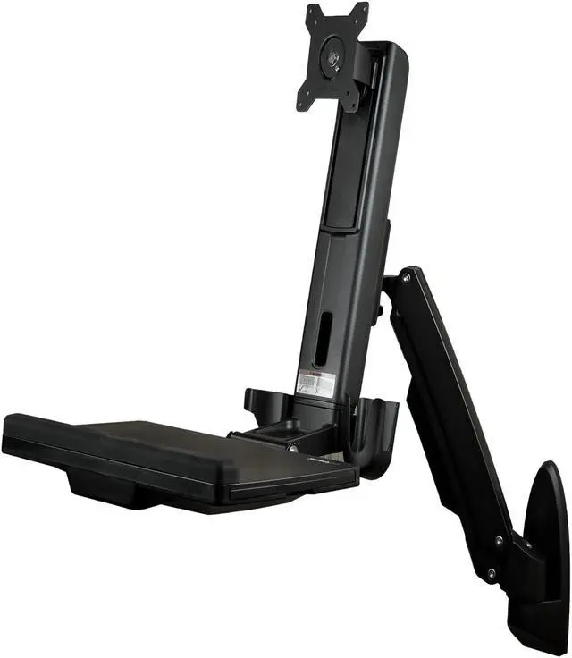 Alt view image 2 of 5 - StarTech WALLSTS1 Wall Mounted Sit Stand Desk - Single Monitor - Adjustable Standing Desk Converter - Height Adjustable Desk - Desk Riser